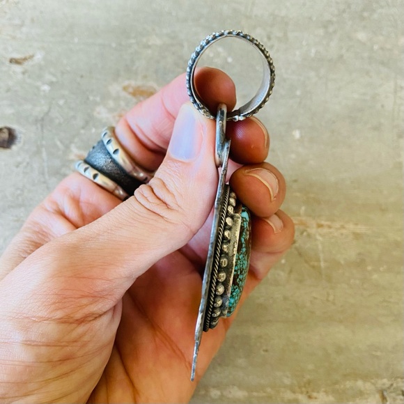 SOLD ♥️ Navajo ♥️ Dustin Francisco Sterling Silver & Kingman Turquoise Pendant - Picture 5 of 8